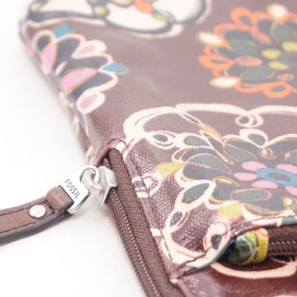 FOSSIL Brown Cow Hyde Leather Hand Clutch / Smaller iPad or Tablet Case - Picture 5 of 8